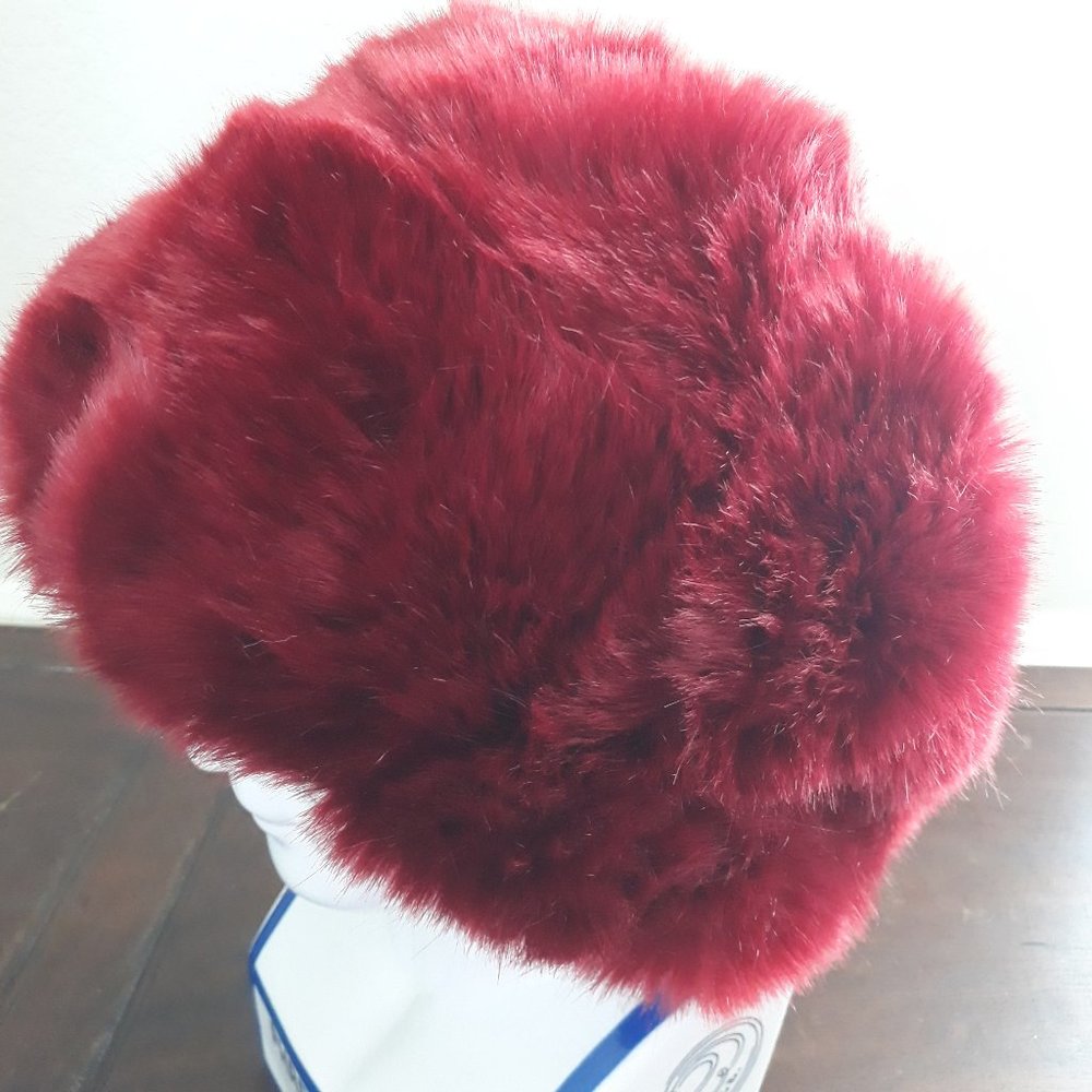 Burgundy Faux Fur hat